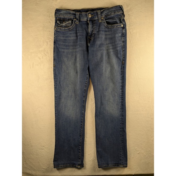 True Religion Ricky Relaxed Straight Leg Jeans Distressed Denim Mens‎ Size 33 - Picture 1 of 14